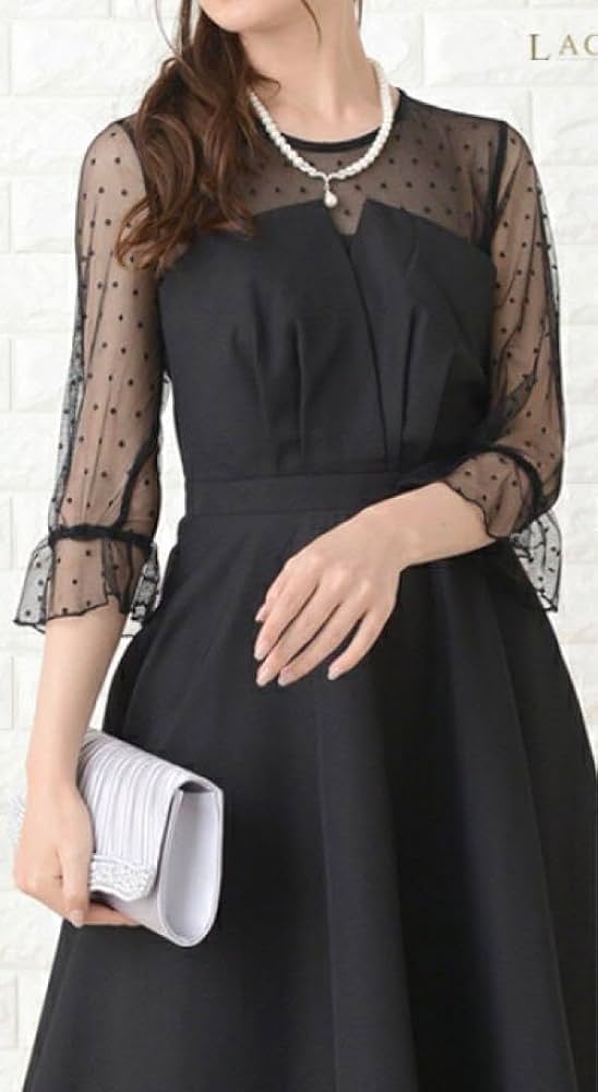 Amazon.co.jp: XLLACE LADIES シースルードレス 黒ドット 大きい